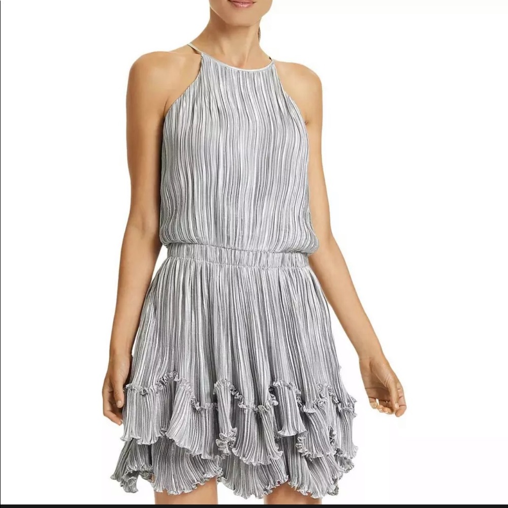 H by Halston metallic pleated dress